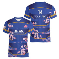Custom Japan Rugby Women V-Neck T-Shirt Go Brave Blossoms - Wonder Print Shop