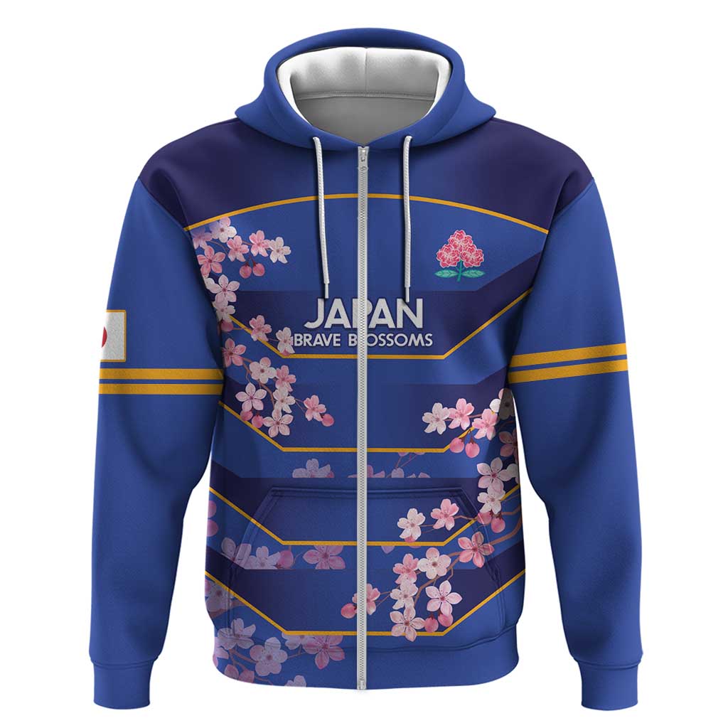 Custom Japan Rugby Zip Hoodie Go Brave Blossoms - Wonder Print Shop
