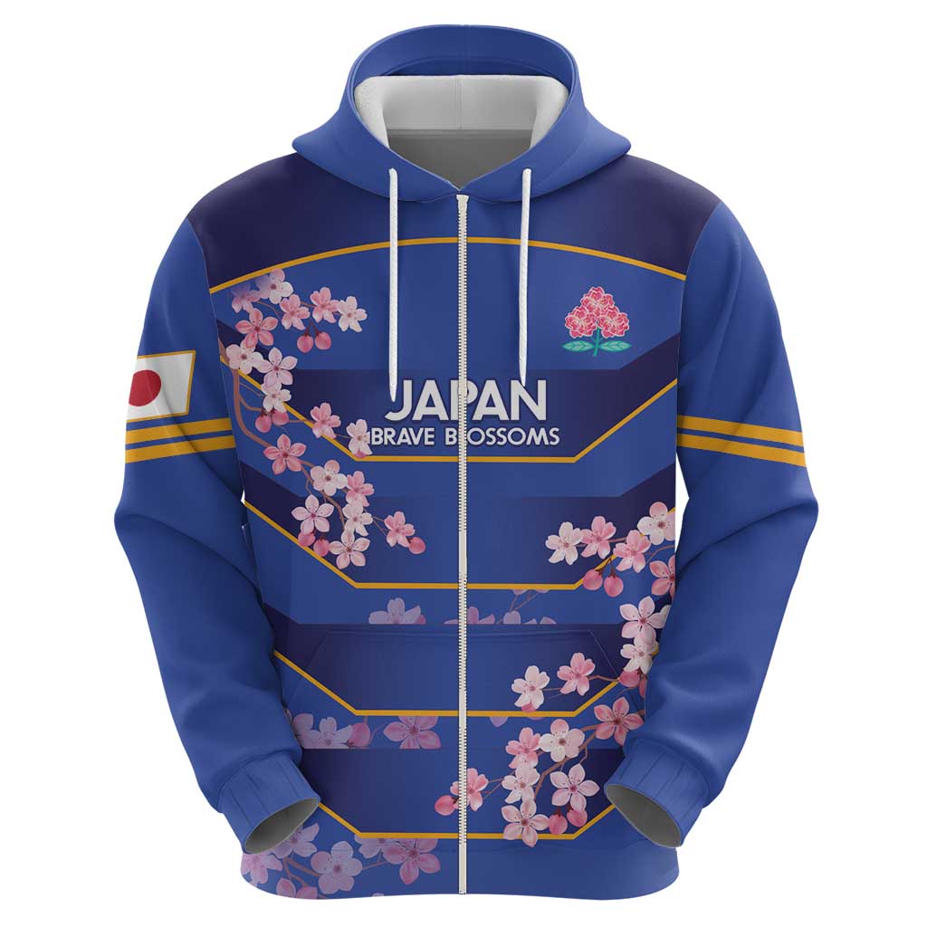 Custom Japan Rugby Zip Hoodie Go Brave Blossoms - Wonder Print Shop