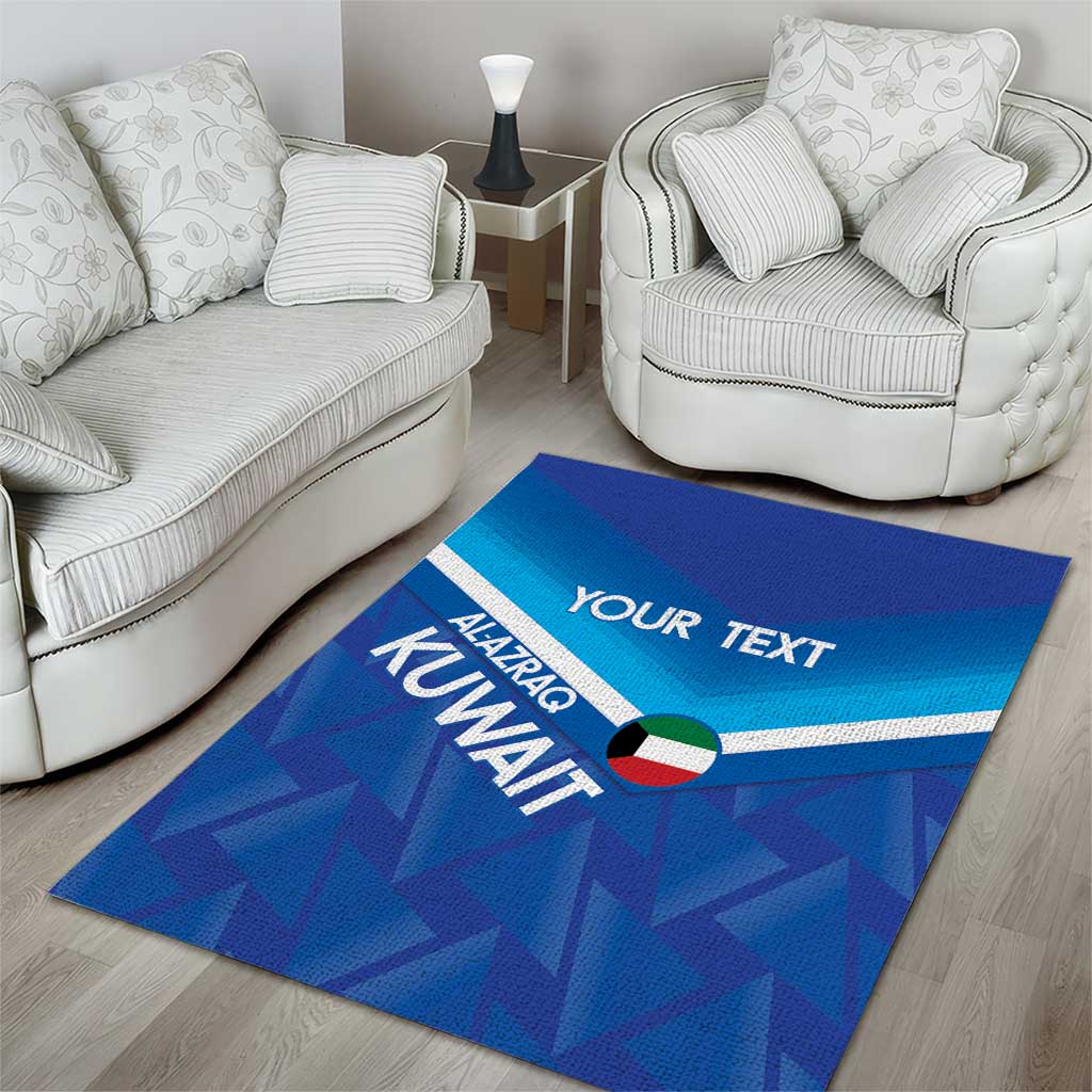 Custom Kuwait Football Area Rug Al-Azraq Sporty Style - Wonder Print Shop