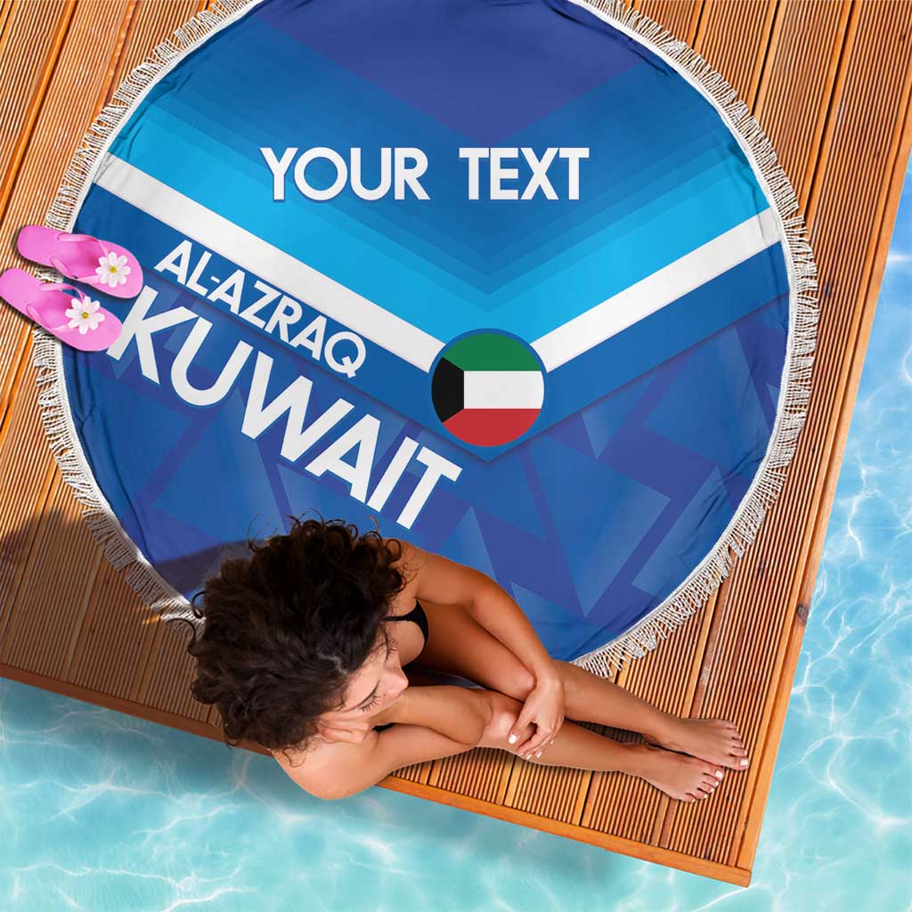 Custom Kuwait Football Beach Blanket Al-Azraq Sporty Style - Wonder Print Shop