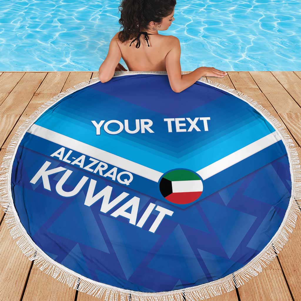 Custom Kuwait Football Beach Blanket Al-Azraq Sporty Style - Wonder Print Shop