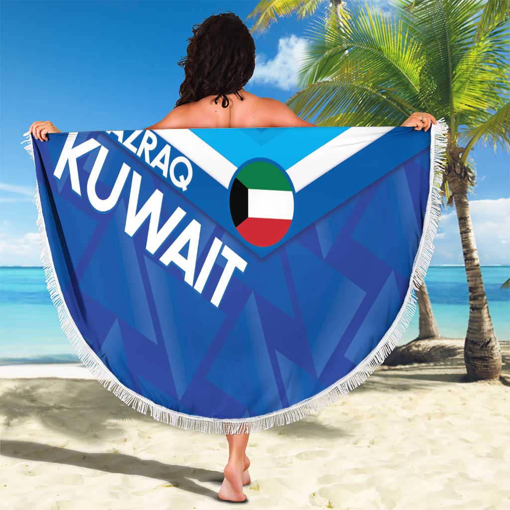 Custom Kuwait Football Beach Blanket Al-Azraq Sporty Style - Wonder Print Shop