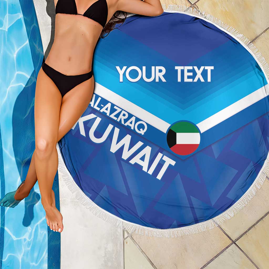 Custom Kuwait Football Beach Blanket Al-Azraq Sporty Style - Wonder Print Shop