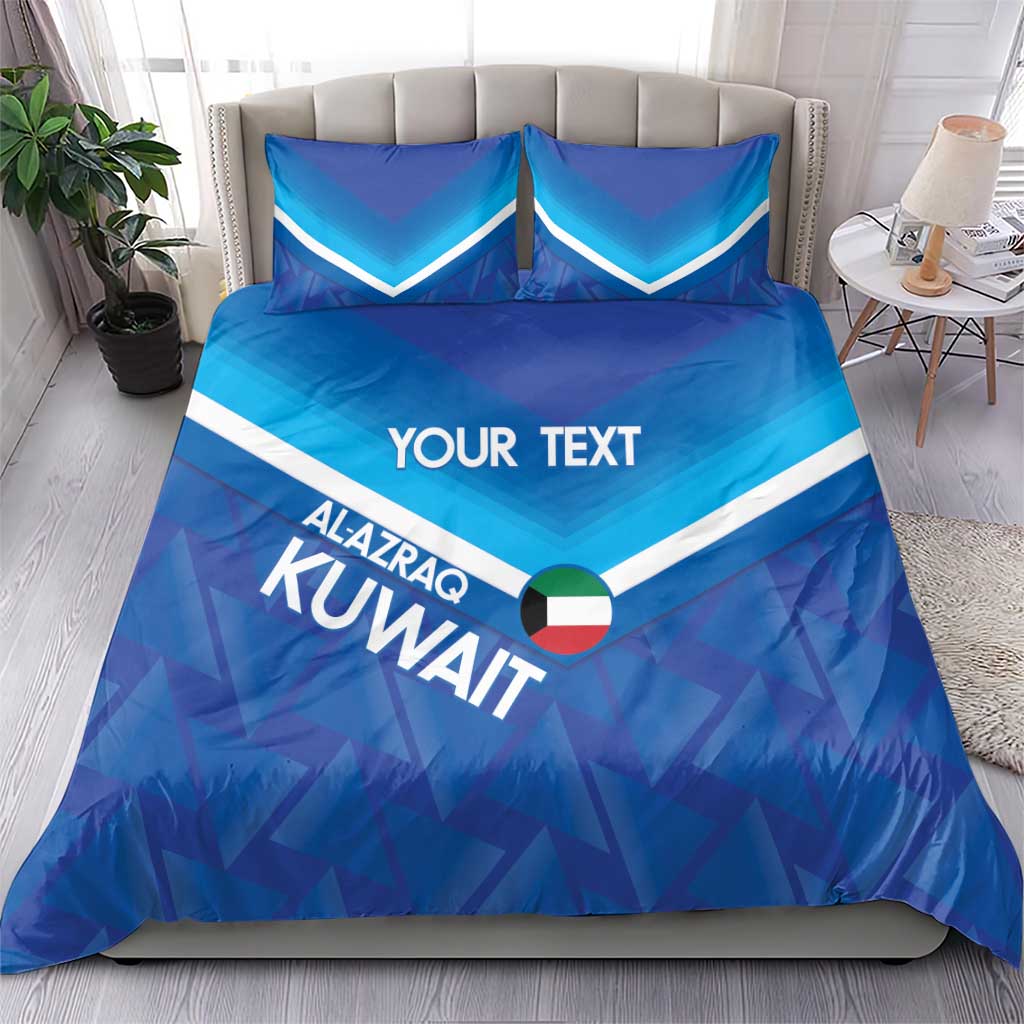 Custom Kuwait Football Bedding Set Al-Azraq Sporty Style - Wonder Print Shop
