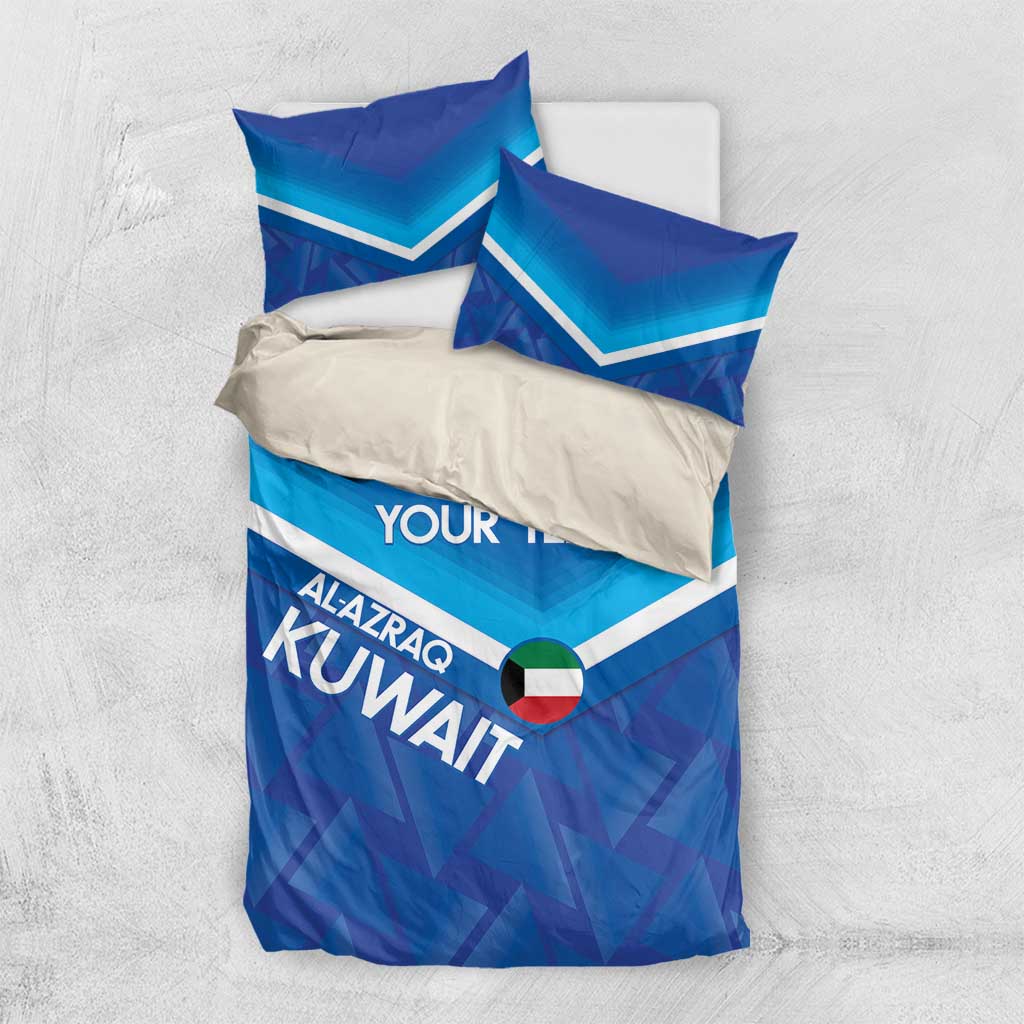 Custom Kuwait Football Bedding Set Al-Azraq Sporty Style - Wonder Print Shop