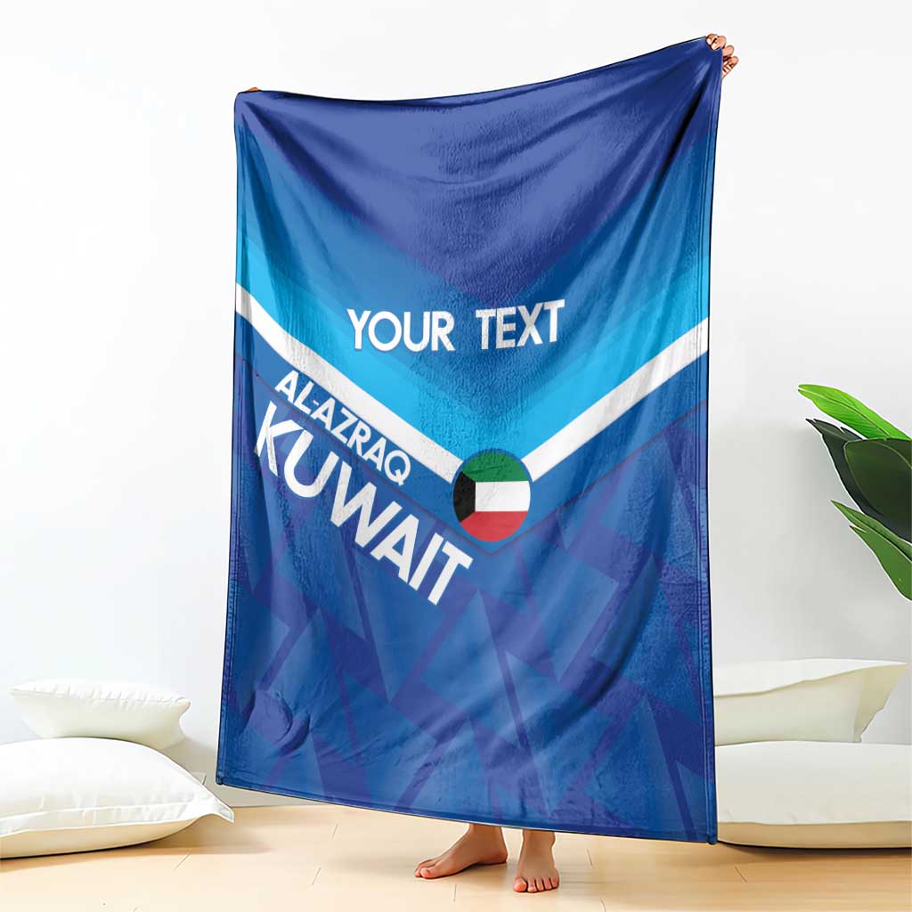 Custom Kuwait Football Blanket Al-Azraq Sporty Style