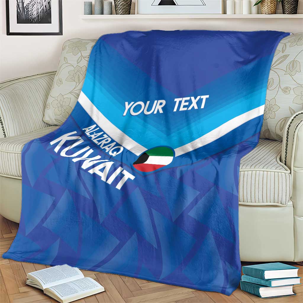 Custom Kuwait Football Blanket Al-Azraq Sporty Style
