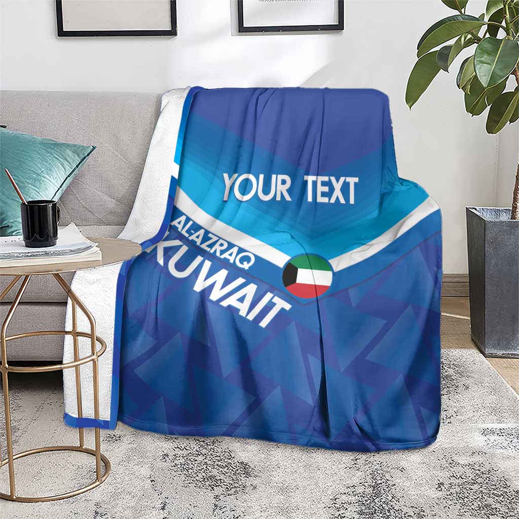 Custom Kuwait Football Blanket Al-Azraq Sporty Style