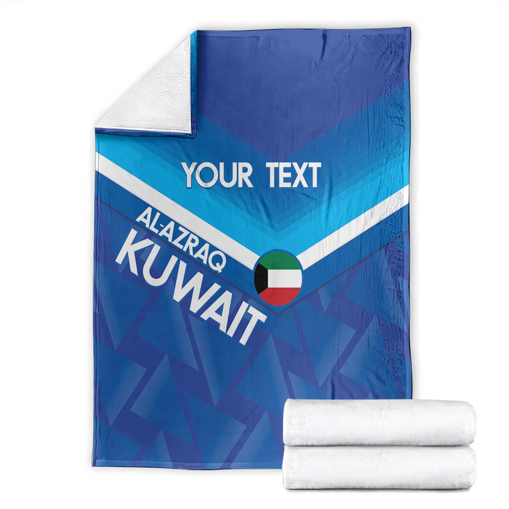 Custom Kuwait Football Blanket Al-Azraq Sporty Style