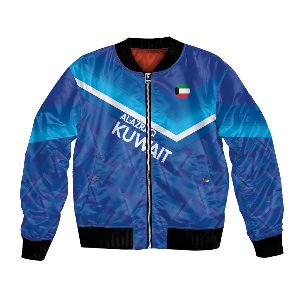 Custom Kuwait Football Bomber Jacket Al-Azraq Sporty Style - Wonder Print Shop