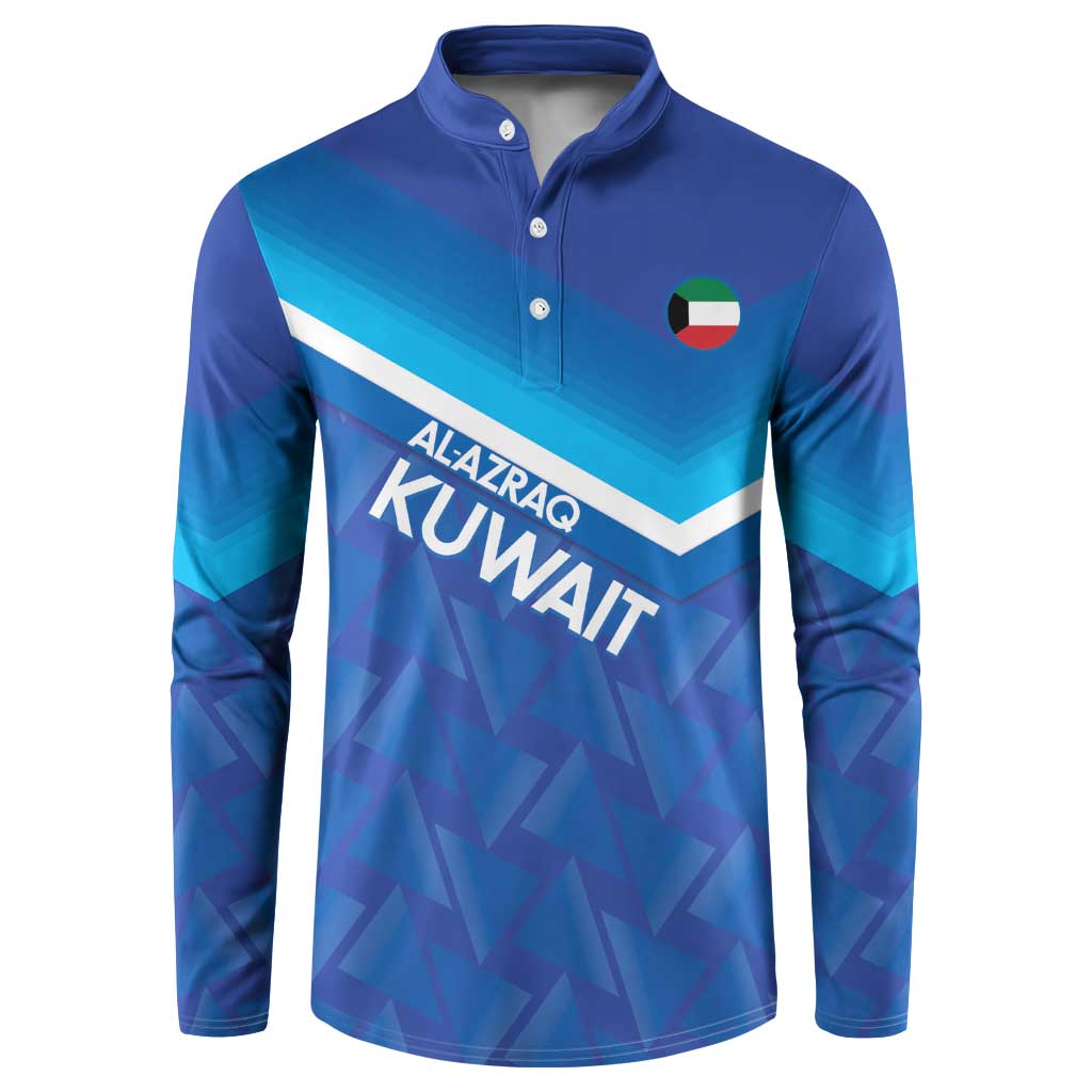 Custom Kuwait Football Button Sweatshirt Al-Azraq Sporty Style - Wonder Print Shop