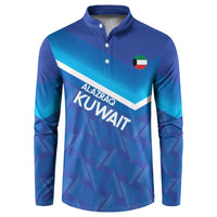 Custom Kuwait Football Button Sweatshirt Al-Azraq Sporty Style - Wonder Print Shop