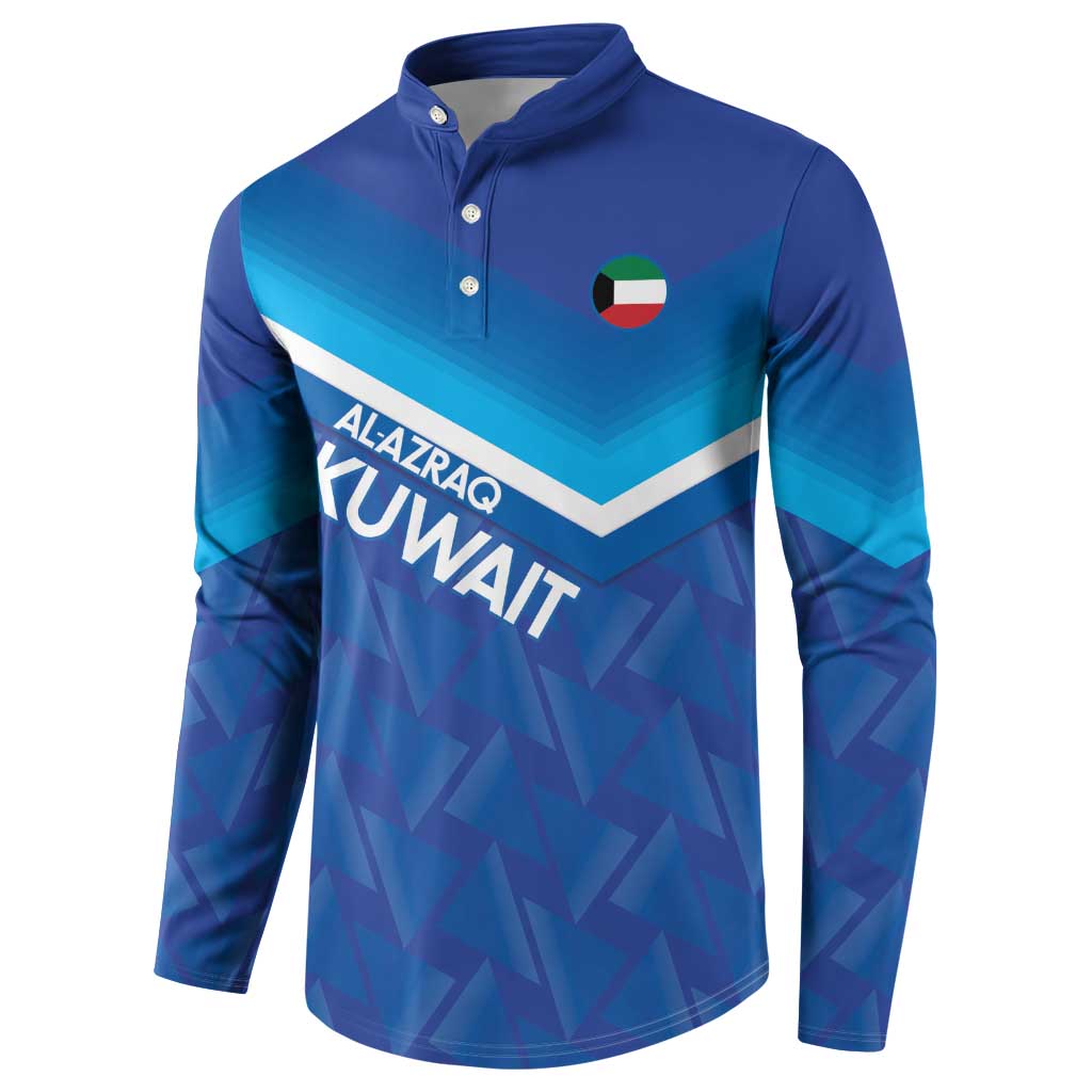 Custom Kuwait Football Button Sweatshirt Al-Azraq Sporty Style - Wonder Print Shop