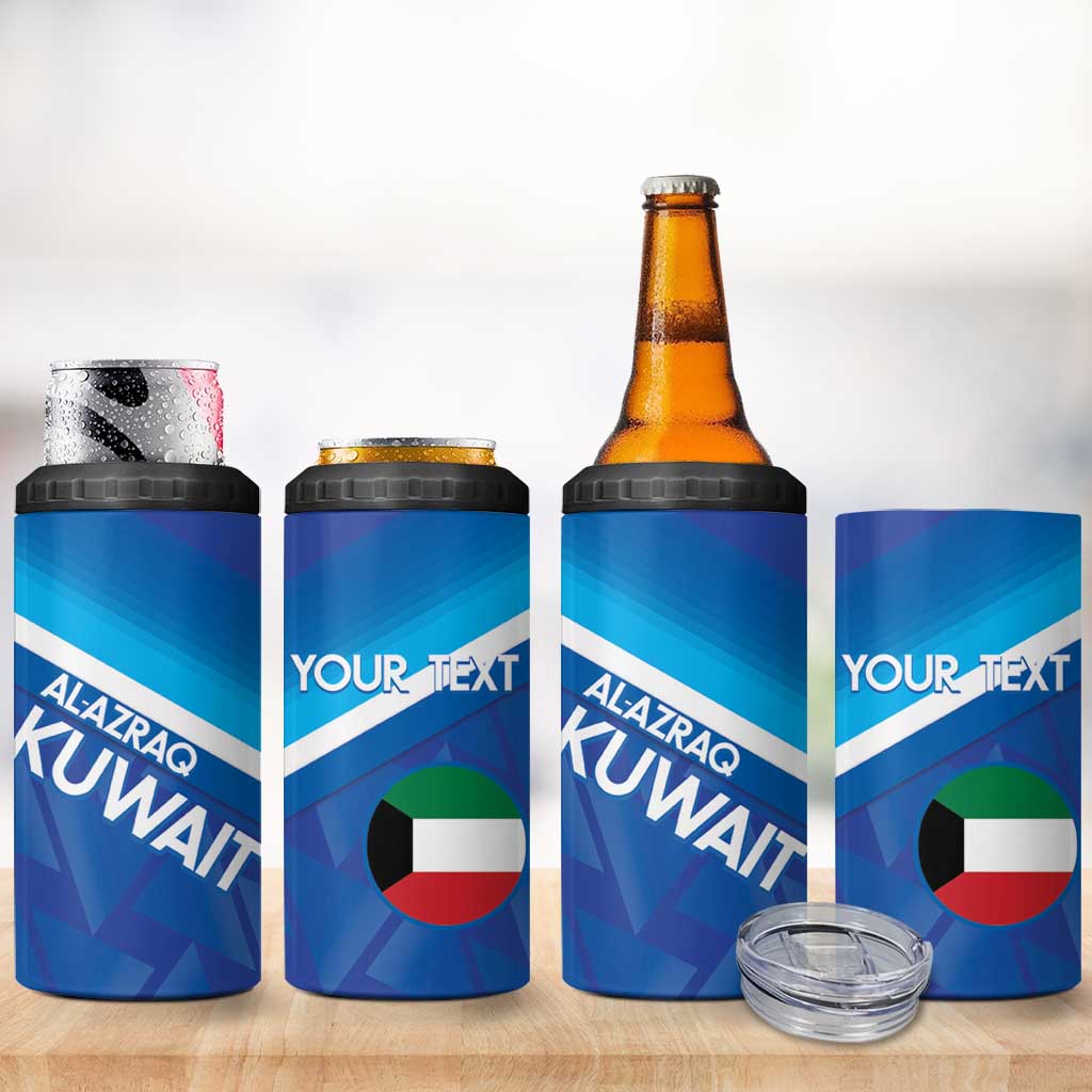 Custom Kuwait Football 4 in 1 Can Cooler Tumbler Al-Azraq Sporty Style - Wonder Print Shop