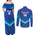 Custom Kuwait Football Couples Matching Off Shoulder Maxi Dress and Long Sleeve Button Shirt Al-Azraq Sporty Style - Wonder Print Shop