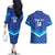 Custom Kuwait Football Couples Matching Off The Shoulder Long Sleeve Dress and Hawaiian Shirt Al-Azraq Sporty Style - Wonder Print Shop