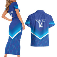Custom Kuwait Football Couples Matching Short Sleeve Bodycon Dress and Hawaiian Shirt Al-Azraq Sporty Style - Wonder Print Shop