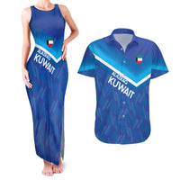 Custom Kuwait Football Couples Matching Tank Maxi Dress and Hawaiian Shirt Al-Azraq Sporty Style - Wonder Print Shop