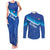 Custom Kuwait Football Couples Matching Tank Maxi Dress and Long Sleeve Button Shirt Al-Azraq Sporty Style - Wonder Print Shop