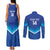Custom Kuwait Football Couples Matching Tank Maxi Dress and Long Sleeve Button Shirt Al-Azraq Sporty Style - Wonder Print Shop