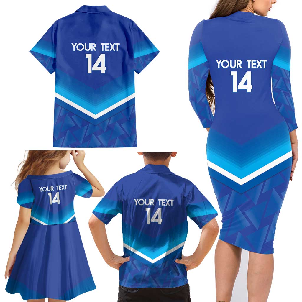 Custom Kuwait Football Family Matching Long Sleeve Bodycon Dress and Hawaiian Shirt Al-Azraq Sporty Style - Wonder Print Shop