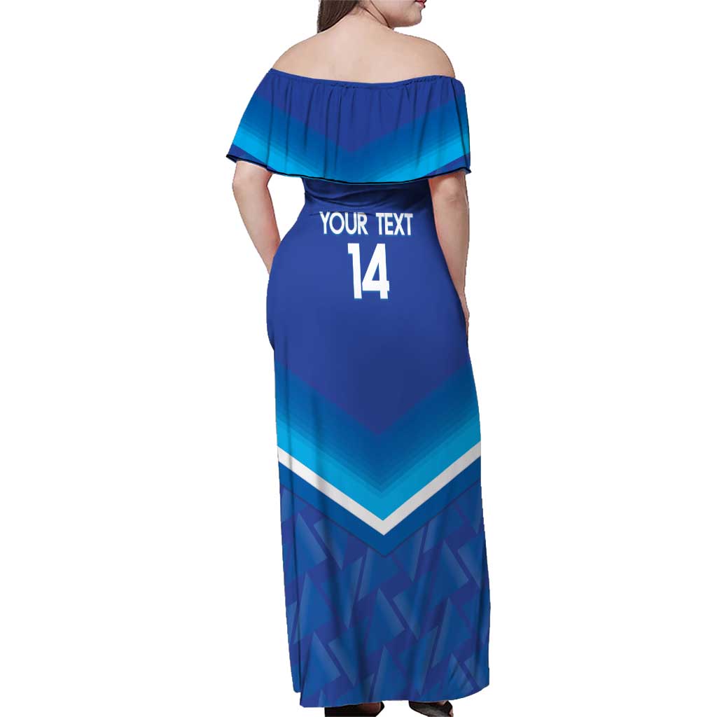 Custom Kuwait Football Family Matching Off Shoulder Maxi Dress and Hawaiian Shirt Al-Azraq Sporty Style - Wonder Print Shop