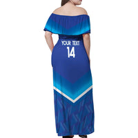 Custom Kuwait Football Family Matching Off Shoulder Maxi Dress and Hawaiian Shirt Al-Azraq Sporty Style - Wonder Print Shop