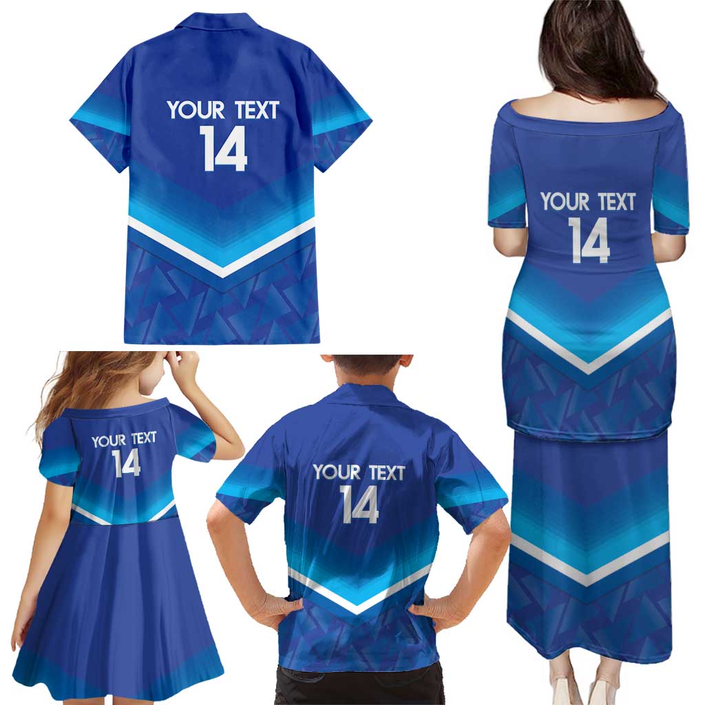 Custom Kuwait Football Family Matching Puletasi and Hawaiian Shirt Al-Azraq Sporty Style - Wonder Print Shop