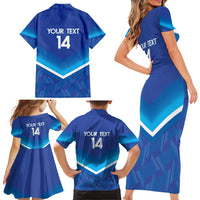 Custom Kuwait Football Family Matching Short Sleeve Bodycon Dress and Hawaiian Shirt Al-Azraq Sporty Style - Wonder Print Shop