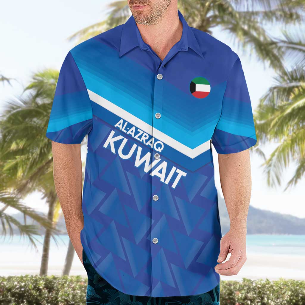 Custom Kuwait Football Hawaiian Shirt Al-Azraq Sporty Style - Wonder Print Shop