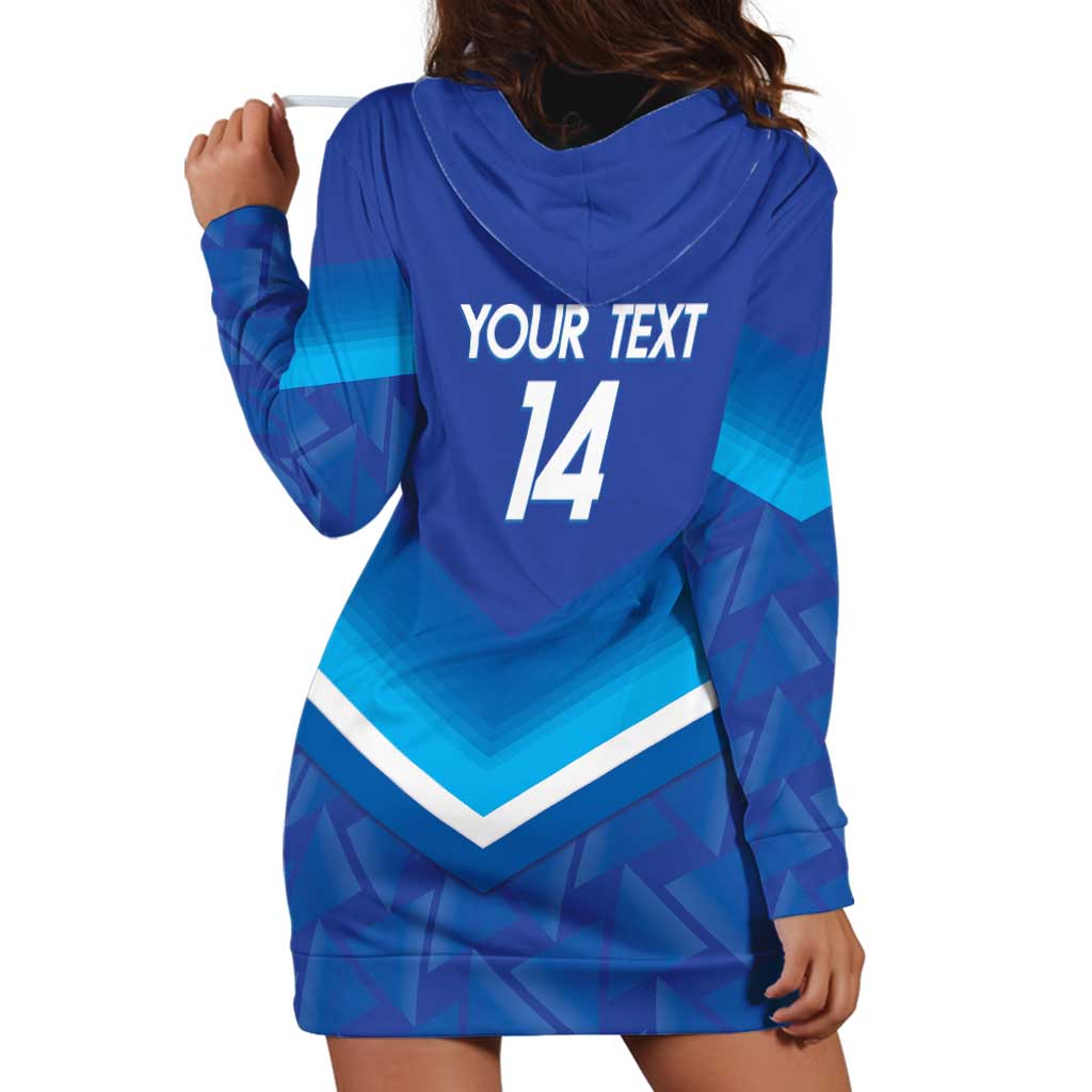 Custom Kuwait Football Hoodie Dress Al-Azraq Sporty Style - Wonder Print Shop