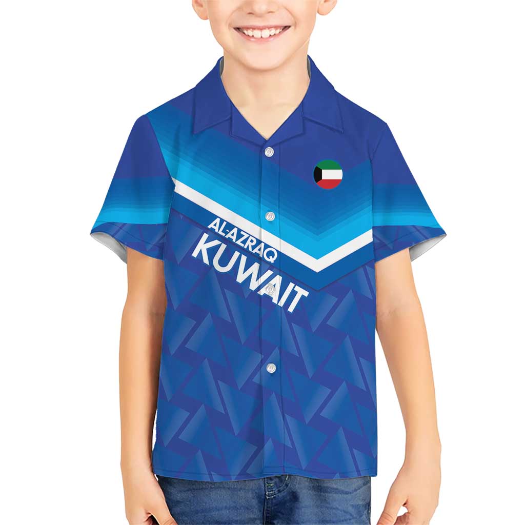 Custom Kuwait Football Kid Hawaiian Shirt Al-Azraq Sporty Style - Wonder Print Shop