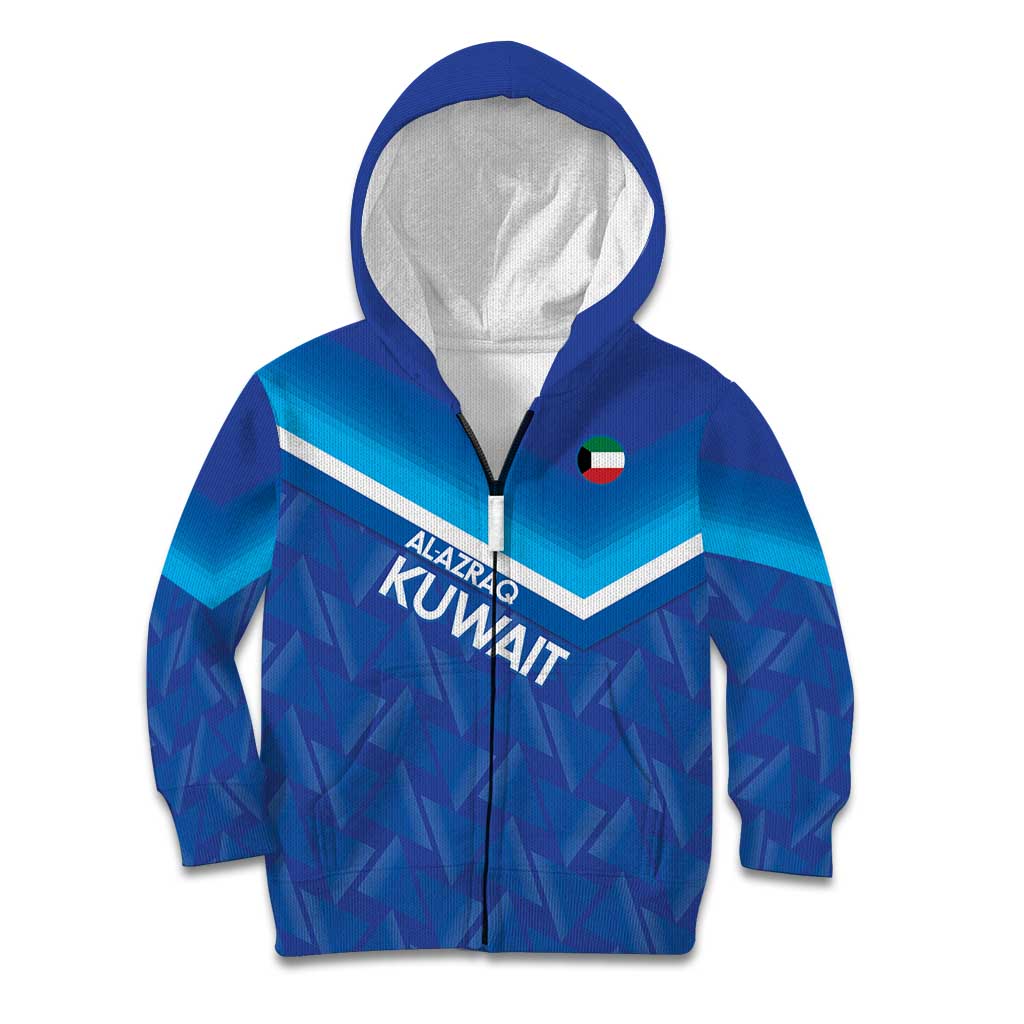 Custom Kuwait Football Kid Hoodie Al-Azraq Sporty Style - Wonder Print Shop