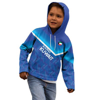 Custom Kuwait Football Kid Hoodie Al-Azraq Sporty Style - Wonder Print Shop