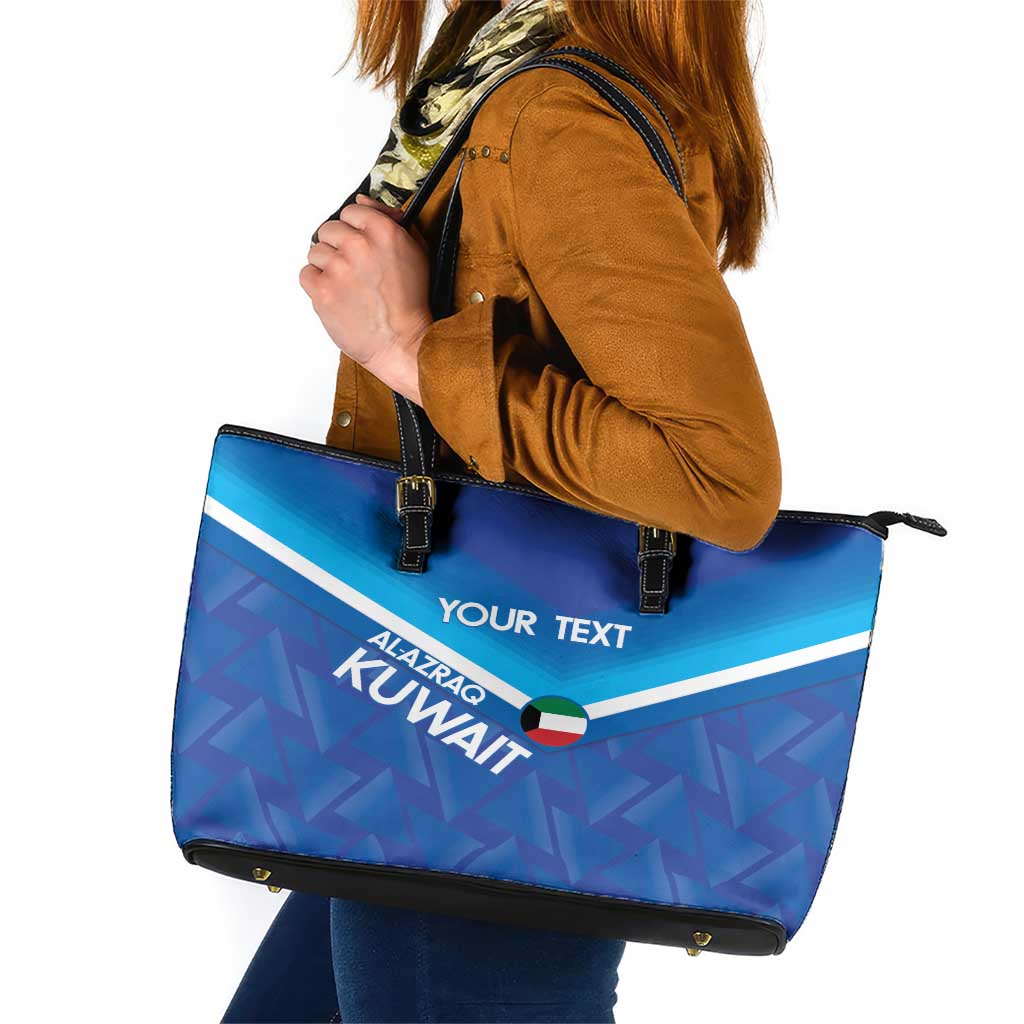 Custom Kuwait Football Leather Tote Bag Al-Azraq Sporty Style - Wonder Print Shop