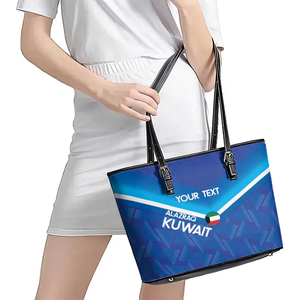 Custom Kuwait Football Leather Tote Bag Al-Azraq Sporty Style - Wonder Print Shop