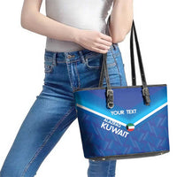 Custom Kuwait Football Leather Tote Bag Al-Azraq Sporty Style - Wonder Print Shop