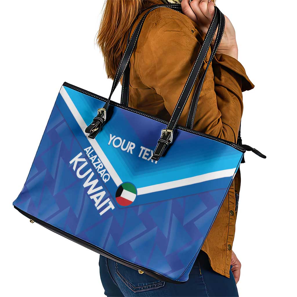 Custom Kuwait Football Leather Tote Bag Al-Azraq Sporty Style - Wonder Print Shop