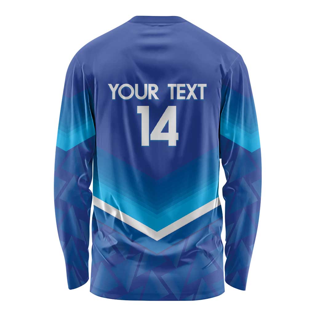 Custom Kuwait Football Long Sleeve Shirt Al-Azraq Sporty Style - Wonder Print Shop