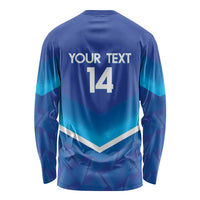 Custom Kuwait Football Long Sleeve Shirt Al-Azraq Sporty Style - Wonder Print Shop
