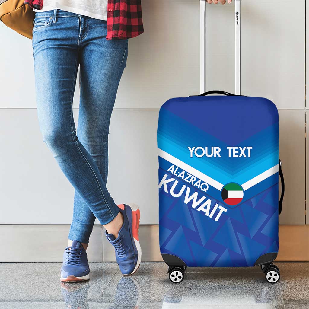 Custom Kuwait Football Luggage Cover Al-Azraq Sporty Style - Wonder Print Shop