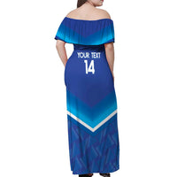 Custom Kuwait Football Off Shoulder Maxi Dress Al-Azraq Sporty Style - Wonder Print Shop