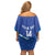 Custom Kuwait Football Off Shoulder Short Dress Al-Azraq Sporty Style - Wonder Print Shop