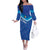 Custom Kuwait Football Off The Shoulder Long Sleeve Dress Al-Azraq Sporty Style - Wonder Print Shop