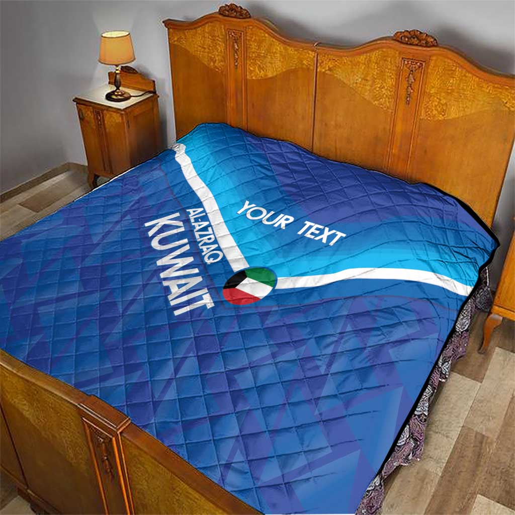 Custom Kuwait Football Quilt Al-Azraq Sporty Style - Wonder Print Shop
