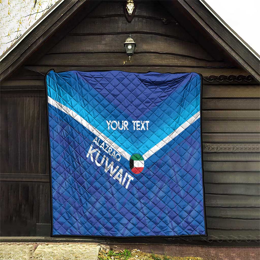 Custom Kuwait Football Quilt Al-Azraq Sporty Style - Wonder Print Shop