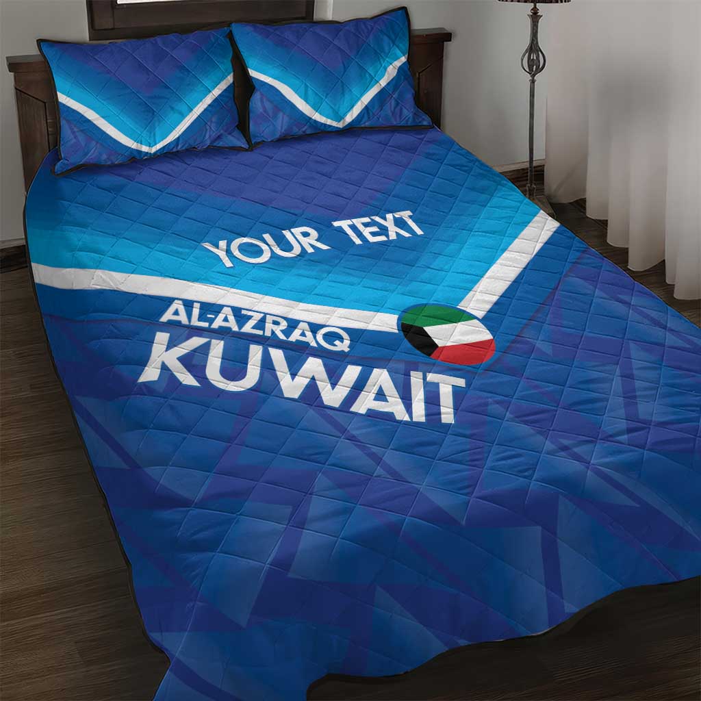 Custom Kuwait Football Quilt Bed Set Al-Azraq Sporty Style - Wonder Print Shop