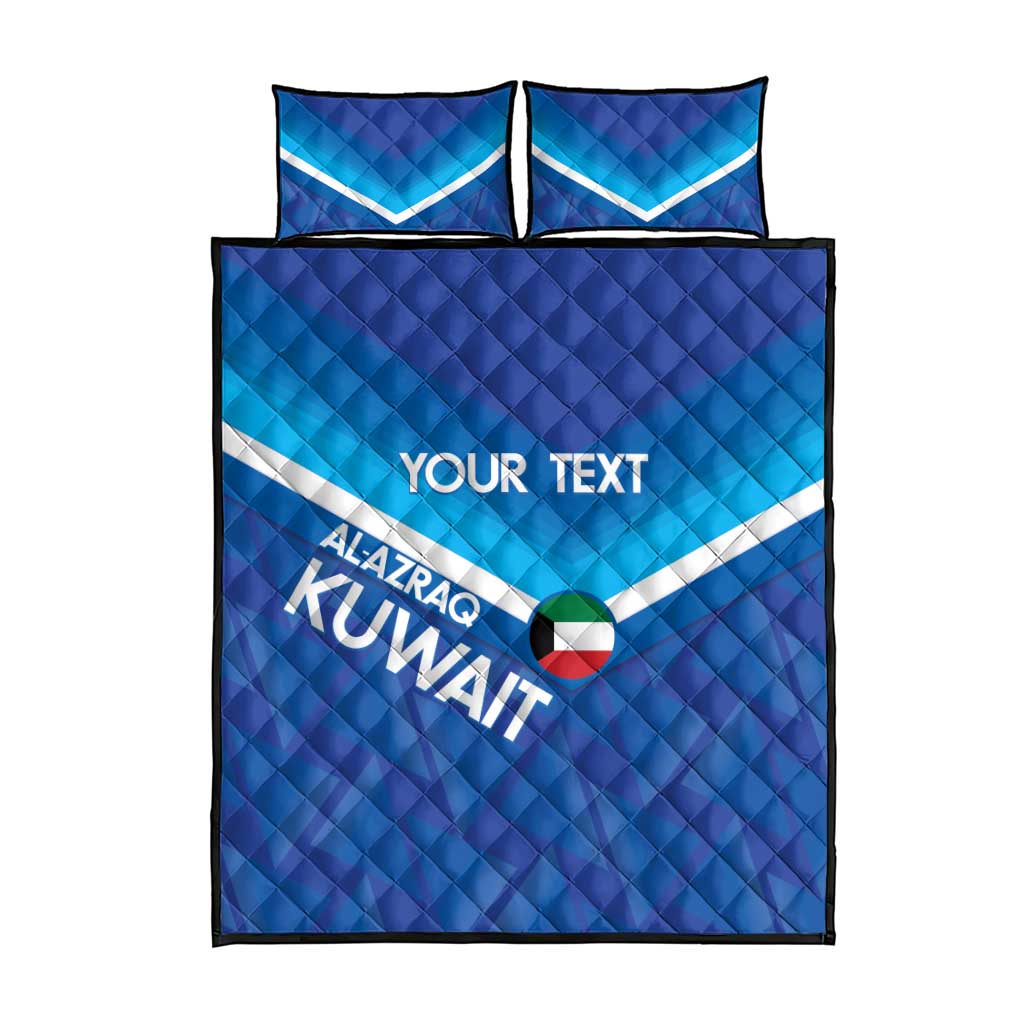 Custom Kuwait Football Quilt Bed Set Al-Azraq Sporty Style - Wonder Print Shop