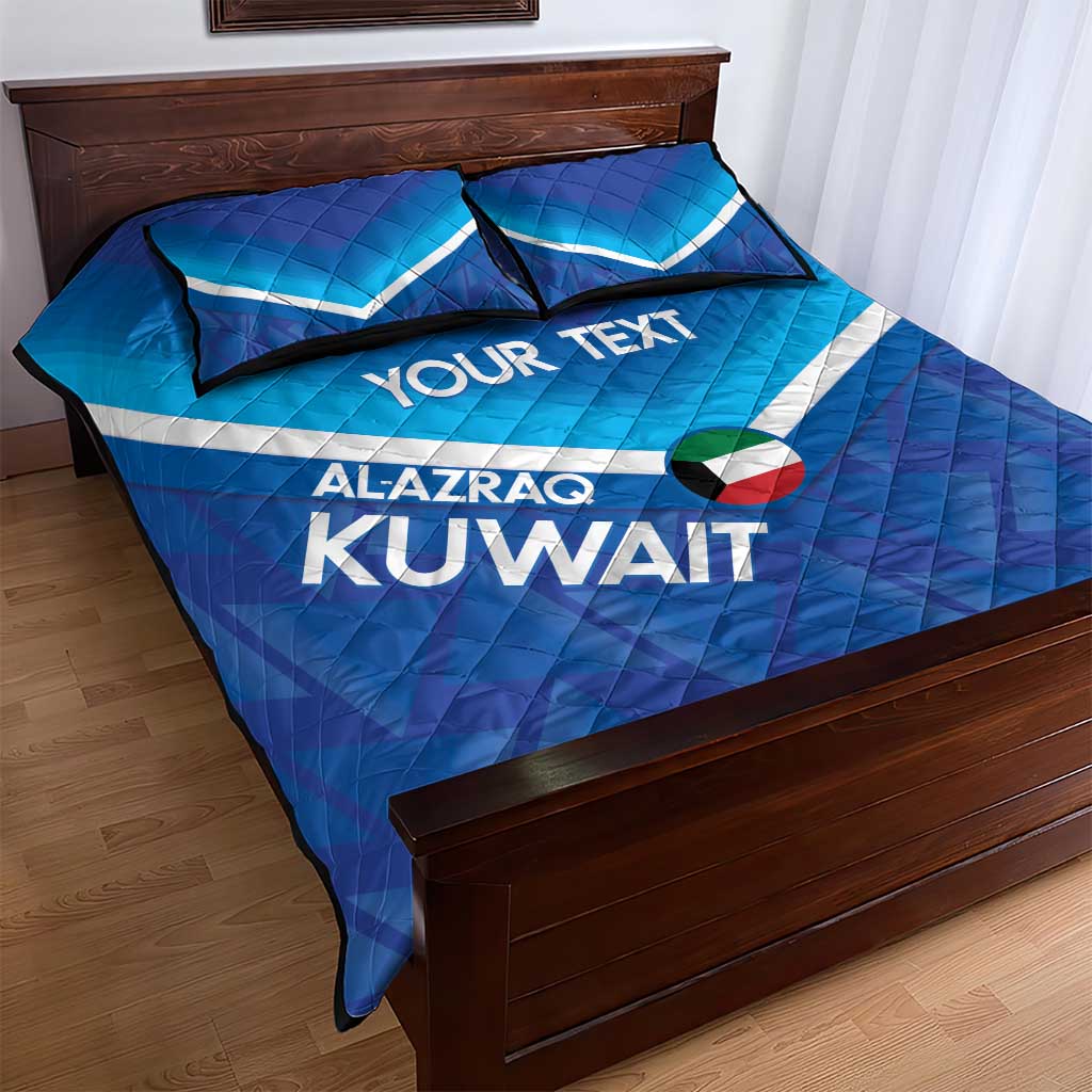 Custom Kuwait Football Quilt Bed Set Al-Azraq Sporty Style - Wonder Print Shop